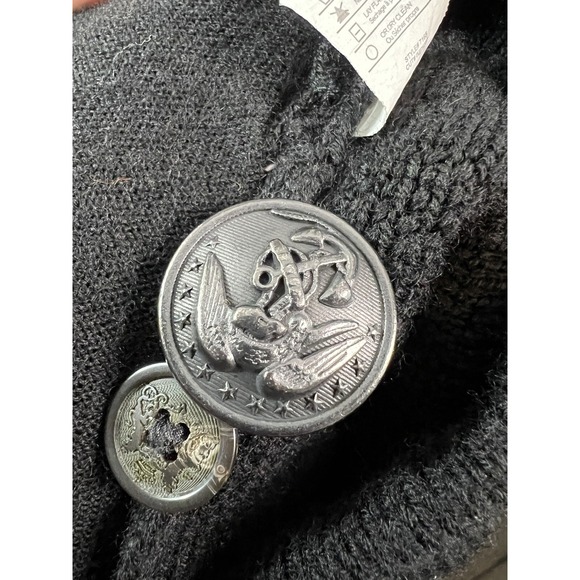 Vince Jacket Womens Large Black‎ 100% Wool Knit Double Breasted Military Style - Picture 8 of 13